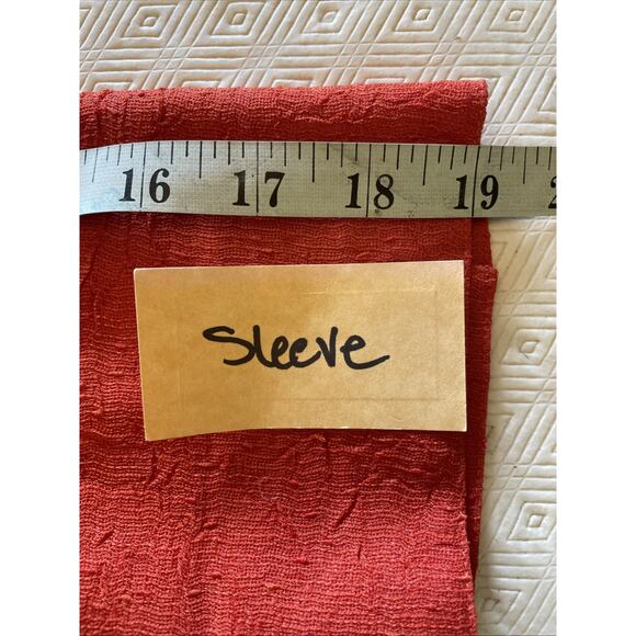 Coldwater Creek Orange Sheer Layering Gauze Button Up Shirt Size PM 3/4 Sleeves - Picture 12 of 16